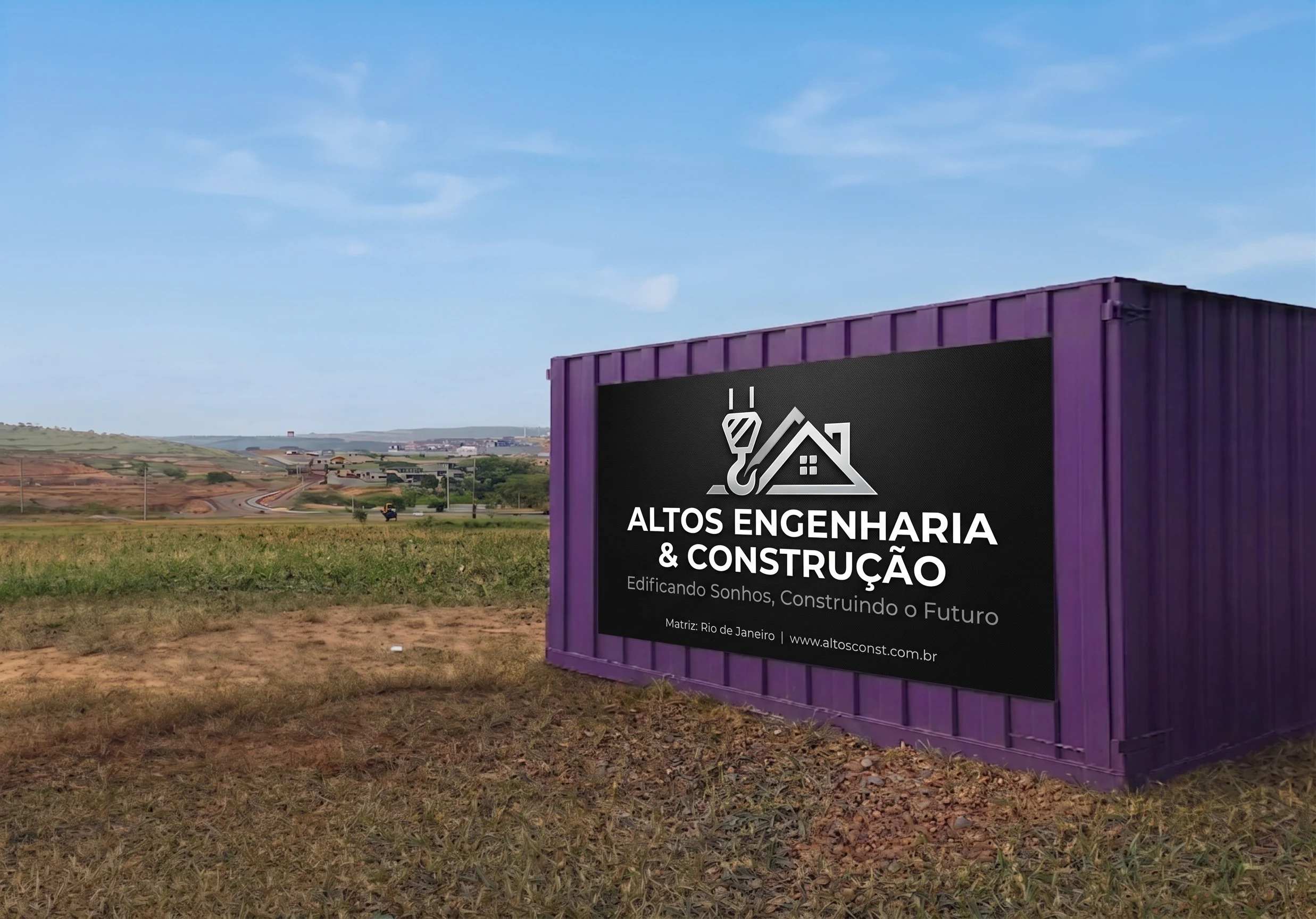 Container com publicidade ilustrativa
